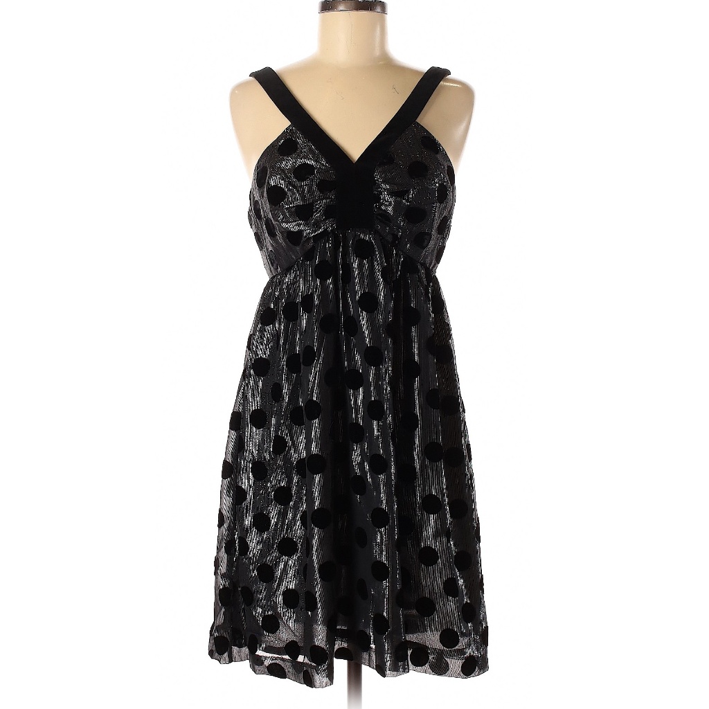 Milly Silver Metallic Black Polkadot Dress